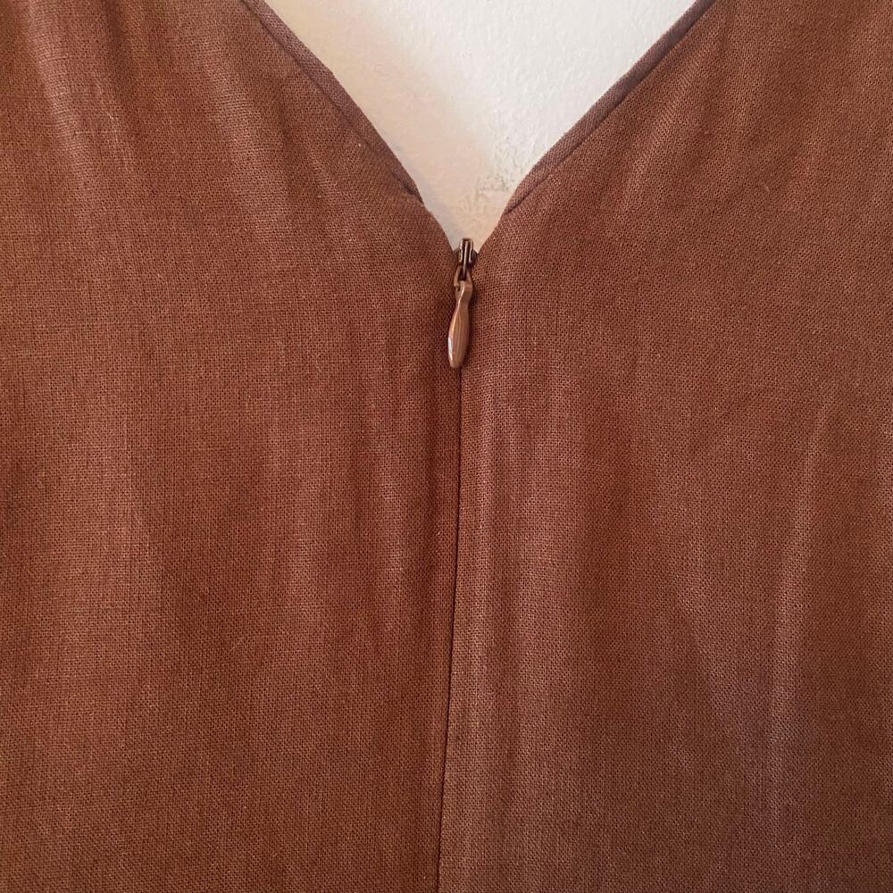 NWT Ann Taylor Chocolate Brown Linen Blend Sleeveless Mini Dress V-neck Women 4 - Picture 8 of 11